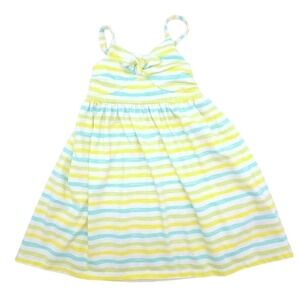 Tommy Bahama Sundress Kids Yellow Mint Green Striped Knot Front Size 5